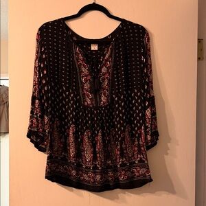 Bila Black and Red Bohemian Blouse